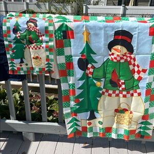 Festive Snowman Holiday Flags with Red and Green Accents